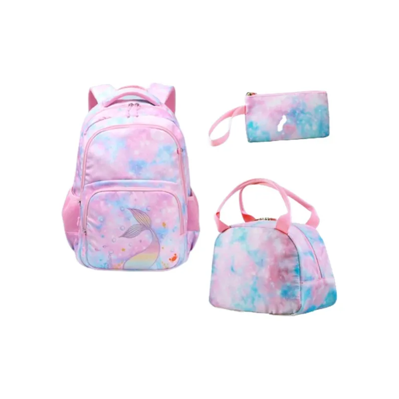 RUIPAI Polyester Backpack Regular Unisex Pink Mermaid/Blue Dinosaur-0