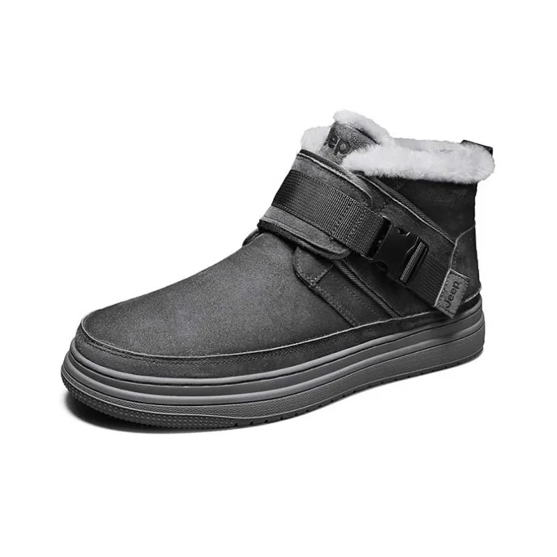 Jeep Warm Fleece Lined Padded Shoes Short Snow Boots Men's Dark Gray-1