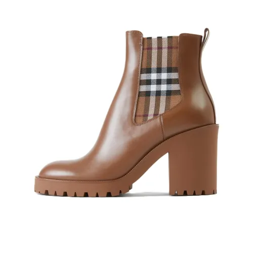 Burberry Check Panel 70mm Leather Ankle Boots