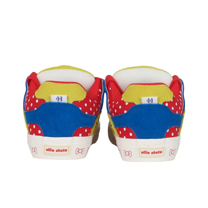 Ollieskate Abrasion Resistant Slip Resistant Low Top Skateboard Shoes Unisex Blue And Yellow Polka Dots Kitten-4