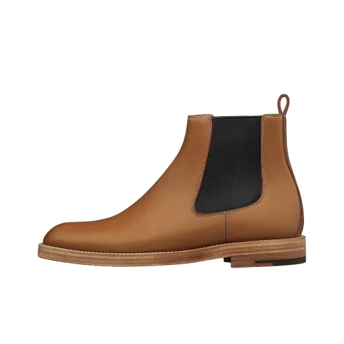 HERMES Caracole Chelsea Boots Men Brown