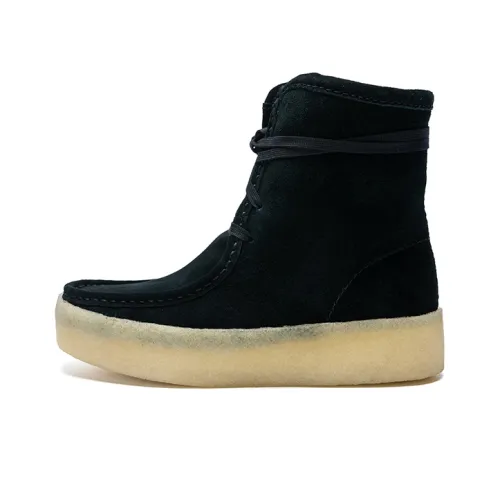 clarks Wallabee Cup Hi Black Suede Women's