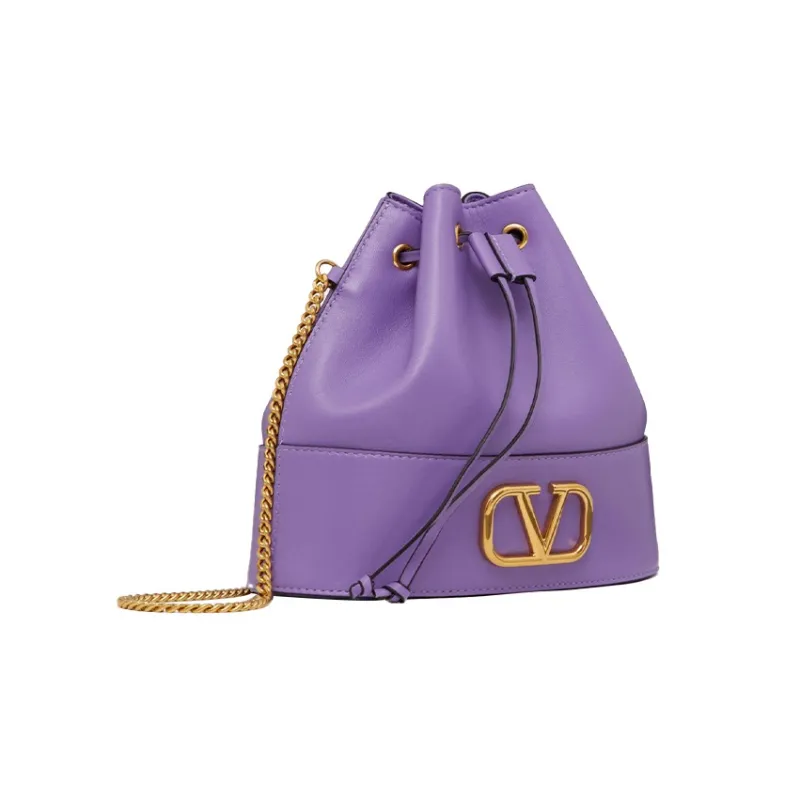 Valentino GARAVANI Leather Bucket Bags Shoulder Bag Crossbody Bag Mini Women's Purple-1