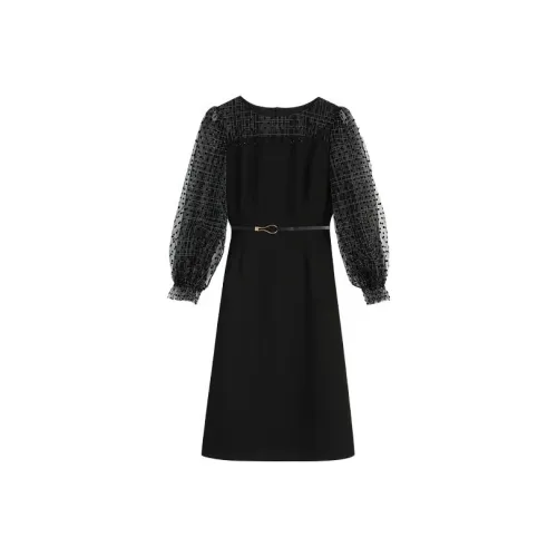 Yiner Long-Sleeved Dresses Women's Black