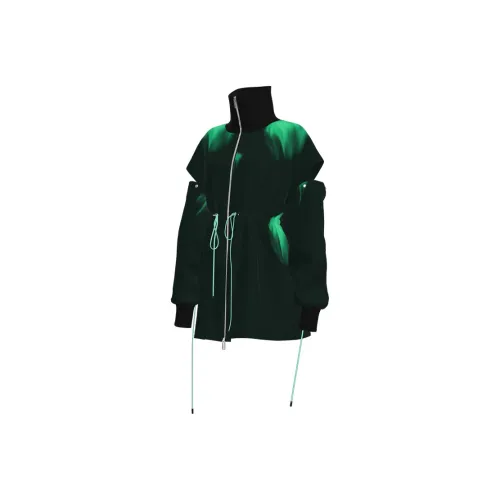 AiLoT Leather Jackets Women's Black/Green Gradient, Temperature-Sensitive Color-Changing