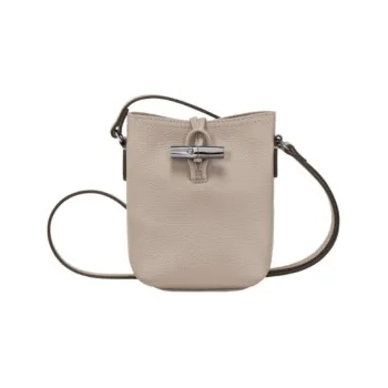 LONGCHAMP Roseau Cow Leather Bucket Bags Shoulder Bag Crossbody Bag Extra Small Women's Khaki