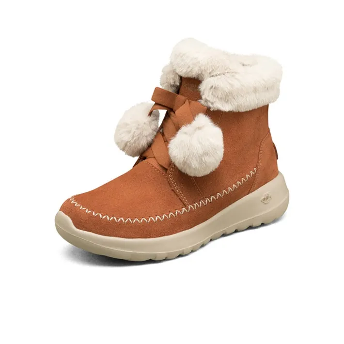 Skechers On The Go Joy Pompom Snow Boots 'Brown White' Women's-2