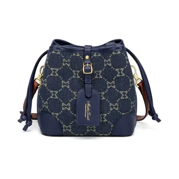 MashaLanti Denim Bucket Bag Crossbody Bag Women's Royal Blue
