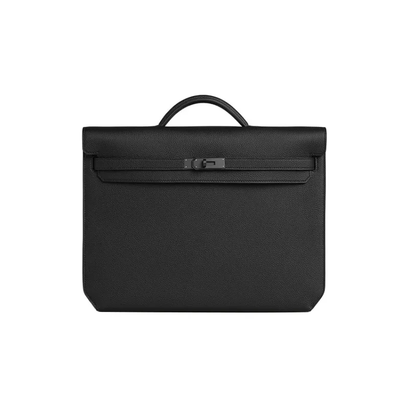 HERMES Kelly Depeches Togo Calfskin Business Bag Handbag Men's 89 Noir Black-0