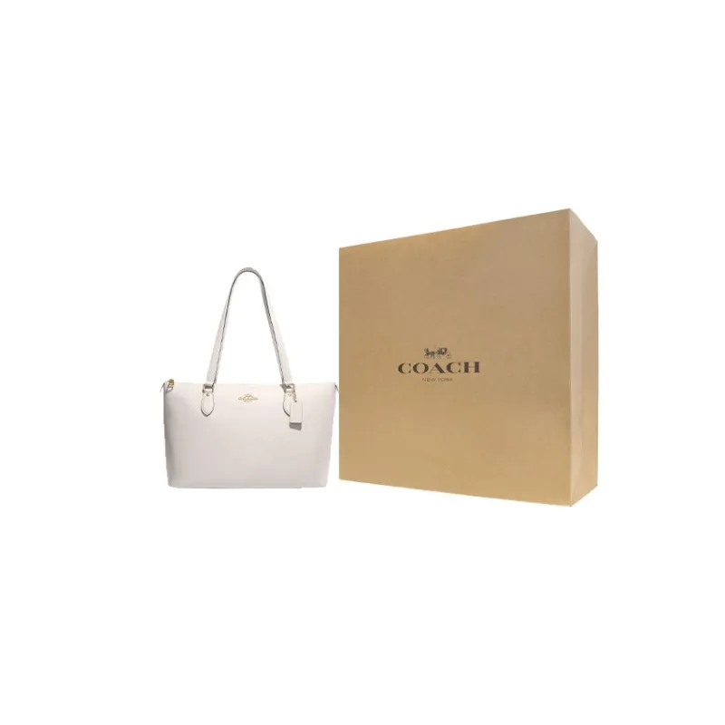COACH Gallery Cross Grain Leather One Shoulder Handbag Tubas Women's White-5