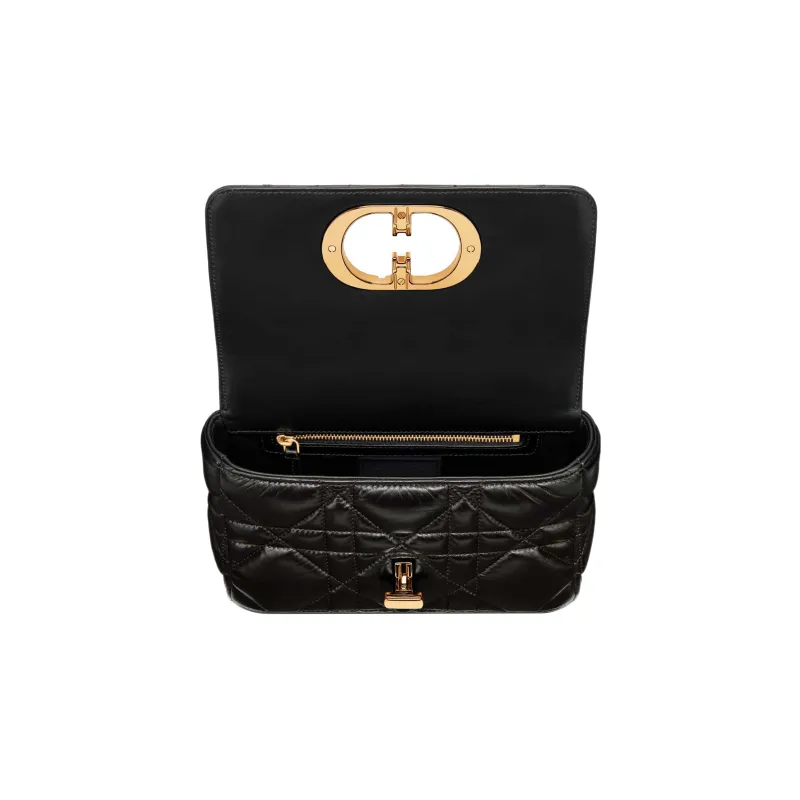 DIOR Caro Cow Leather Clutches Shoulder Bag Crossbody Bag Small Size Women's Black-4