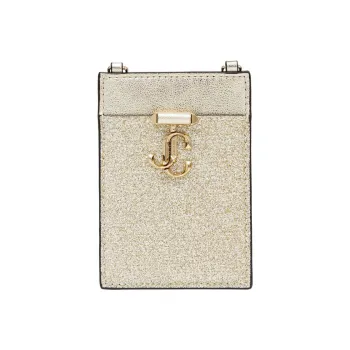 Jimmy Choo Calfskin One Shoulder Crossbody Card Holder Women's White Gold