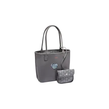 GOYARD Anjou Canvas With Calfskin Combo Bag Tote Shopping Bag One Shoulder Handbag Mini Women's Gray/Gray Small Heart