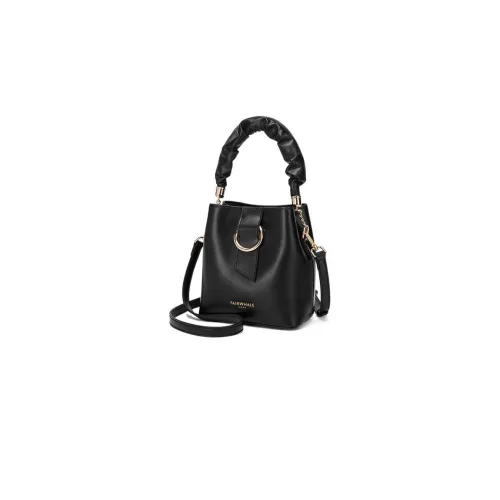 FAIRWHALE Cow Leather One Shoulder Handbag Small Size Women's Pure Black