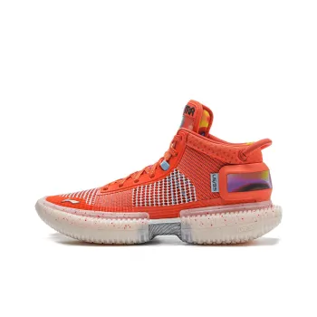 LiNing Badfive 3 Ultra Neon Cushioned Slip Resistant Mid Top Basketball Shoes Bright Tomato Red