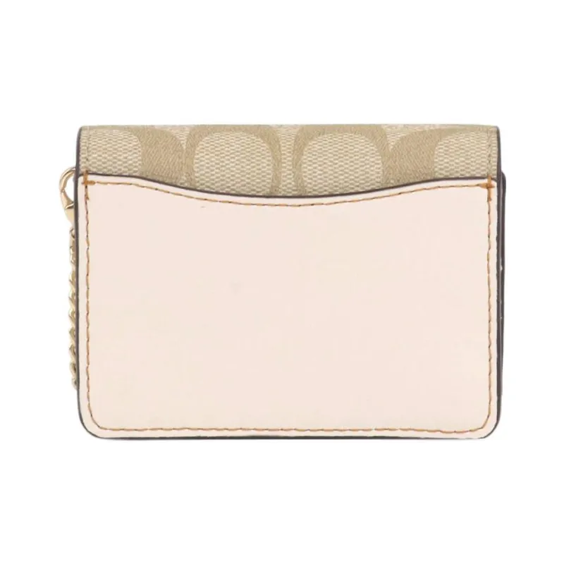 COACH Cow Leather Chain Bag, Crossbody Wallet Mini Women's Khaki-3