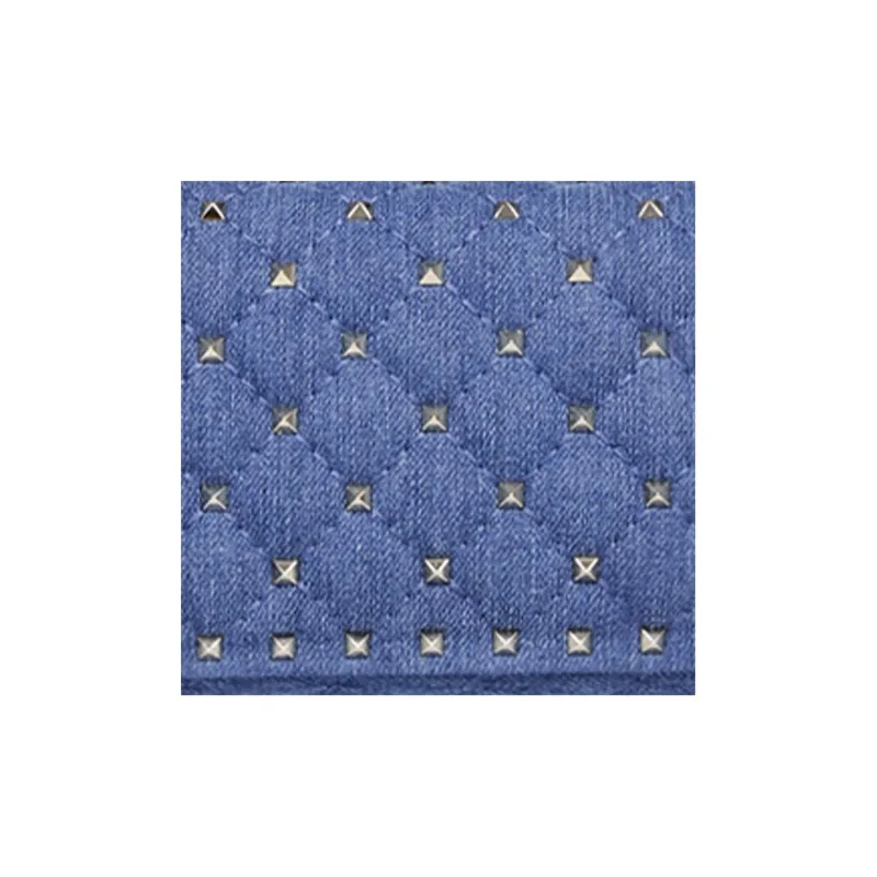 Valentino ROCKSTUD Denim Shoulder Bag Crossbody Bag Handbag Women's Light Blue-4