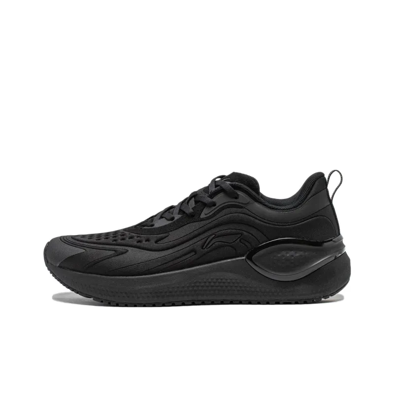 LiNing Cushioned Wear Resistant Breathable Low Top Running Shoes Men's Black-0