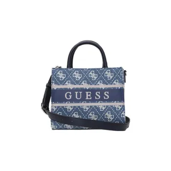 GUESS Synthetic Leather Tote Bag Shopping Bag Shoulder Bag Crossbody Bag Handbag Medium Size Women's Blue