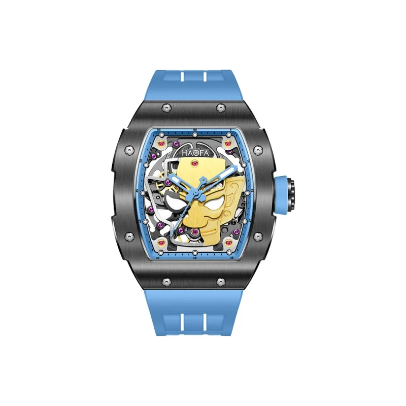 HaofaTourbillon Mechanical Movement Rubber Strap Watch Men's Watches Black Dial-8