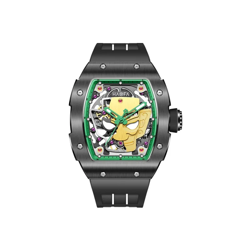 HaofaTourbillon Mechanical Movement Rubber Strap Watch Men's Watches Black Dial-13