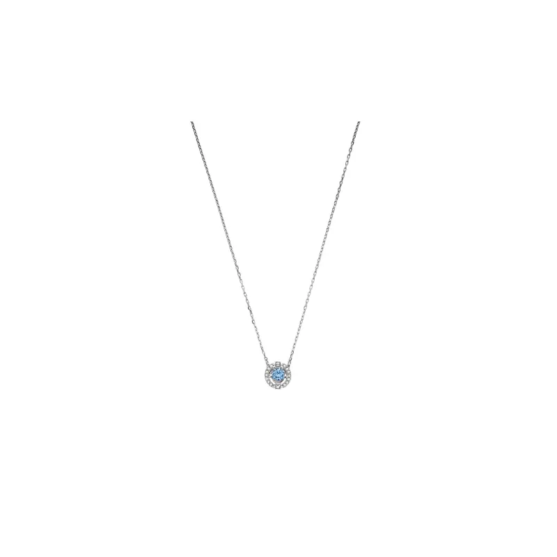 Swarovski Una Necklace Round Cut Blue Rhodium Plated-1