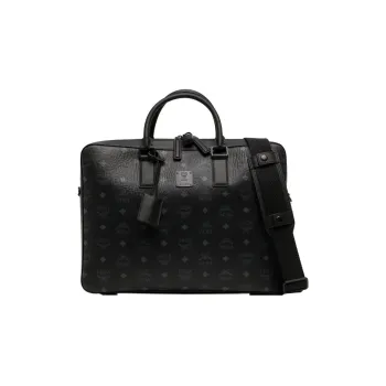 MCM Canvas With Leather Briefcase, Shoulder Bag, Crossbody Bag, Handbag Men's Black