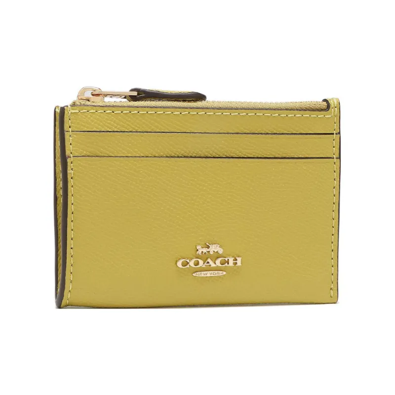 COACH Mini Id Skinny Leather Wallets Card Holders Women's Yellow Green-1