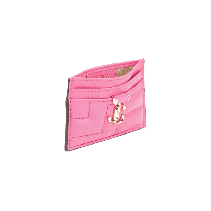 Jimmy Choo Avenue Embossed Nappa Leather Card Holder Regular Women's Sugar Pink-3