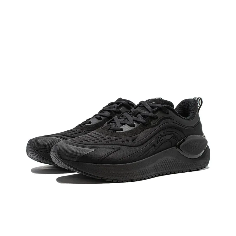 LiNing Cushioned Wear Resistant Breathable Low Top Running Shoes Men's Black-2
