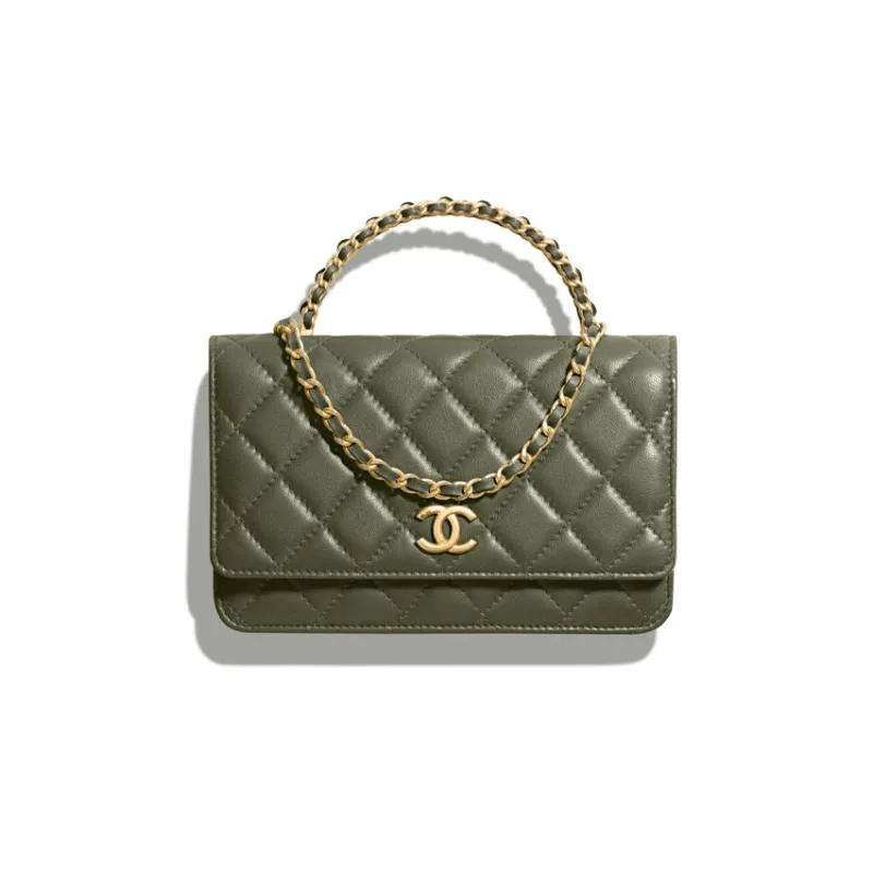 CHANEL Sheepskin And Gold Metal Kelly Handbag, Shoulder Bag, Crossbody Bag, Wallet Women's Cuban Green-1