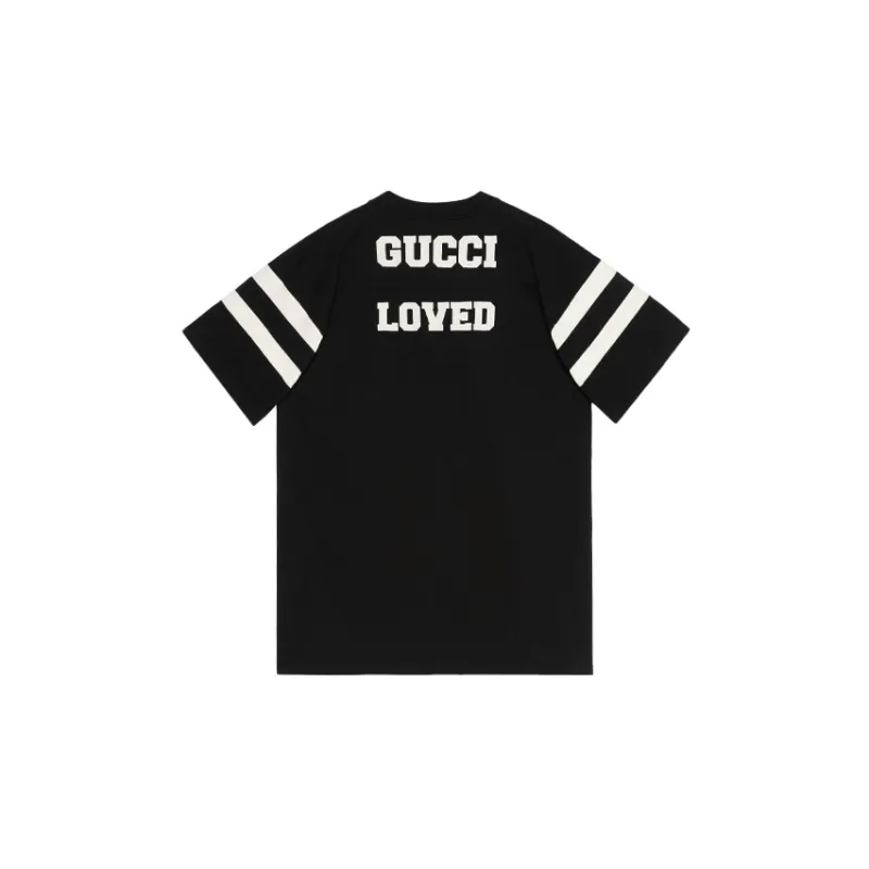 GUCCI 1921 SS21 Crew Neck Loose Fit Straight Short Sleeved T Shirt Women's Black-1