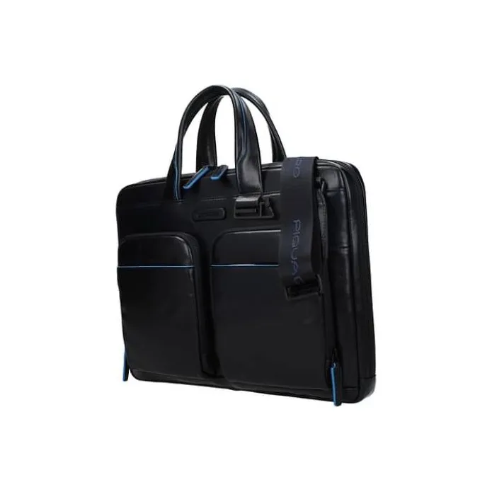 PIQUADRO Leather Shoulder Bag, Crossbody Bag, Handbag Regular Unisex Blue-2