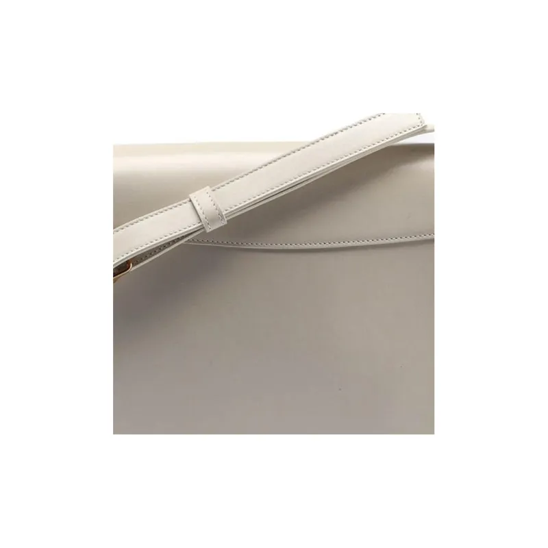 SAINT LAURENT Smooth Cow Leather Saddle Bag Crossbody Shoulder Bag Women's White-4