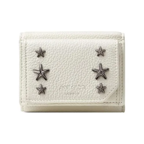 Jimmy Choo Calfskin Card Clip Card Holder Wallets Men's White