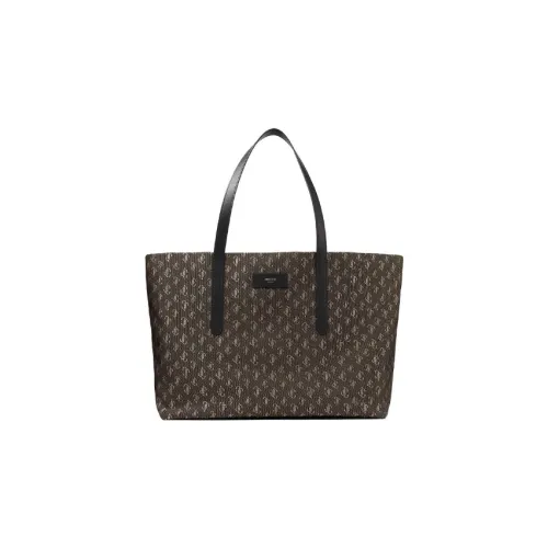 Jimmy Choo Calfskin With Canvas Tote Bag Shopping Bag Shoulder Bag Handbag Men's Coffee