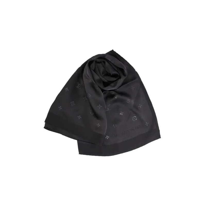 LOUIS VUITTON Silk Scarves Unisex Black-2