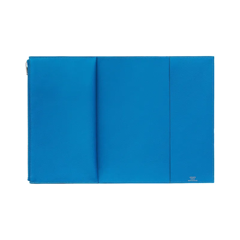 HERMES Swift Calfskin Storage Bag Unisex T7 BleuHydra Water Nymph Blue-1