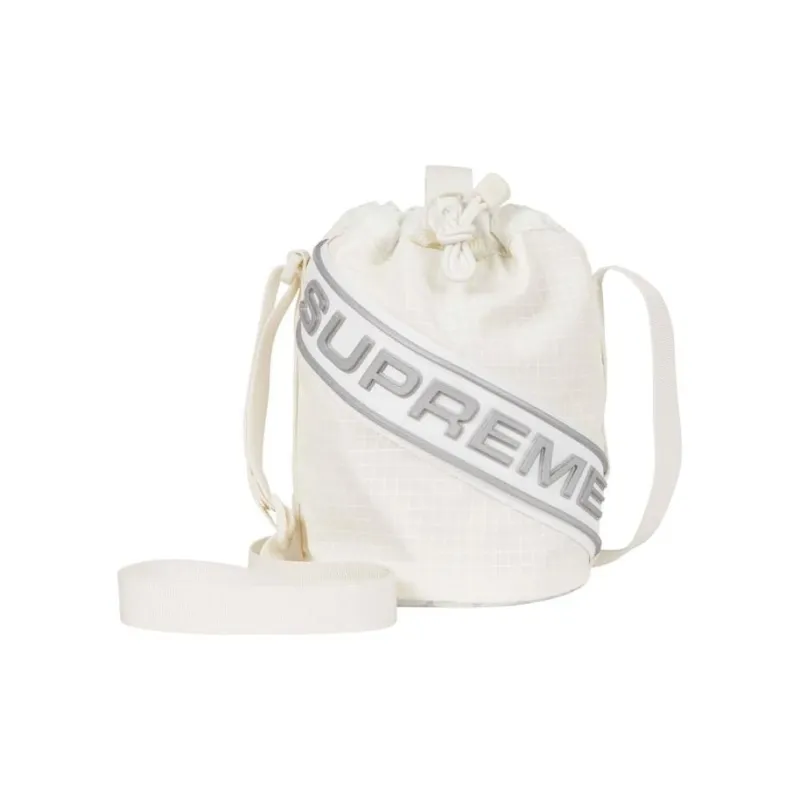 Supreme Waterproof Nylon Storage Bag, Toiletry Bag, Bucket Bag, Shoulder Bag, Crossbody Bag Trumpets Unisex White-1