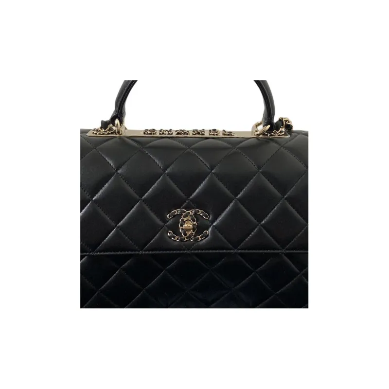 CHANEL Trendy Cc Sheepskin Shoulder Bag, Crossbody Bag, Handbag Tubas Women's Black-2