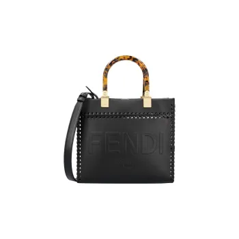 FENDI Cow Leather Handbag, Shoulder Bag Regular Women's Black