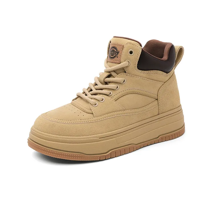 Dickies Anti-Slip And Wear-Resistant Height Increasing Mid-Top Skateboard Shoes Women's Apricot-1