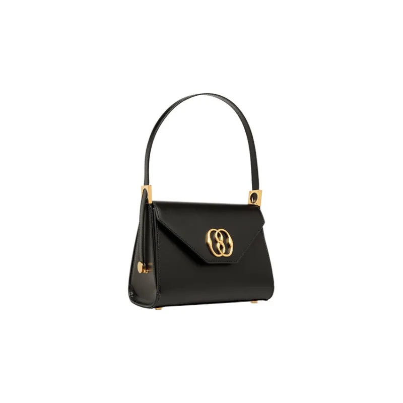 BALLY Emblem Calfskin Square Bag Shoulder Handbag Women's Black-1