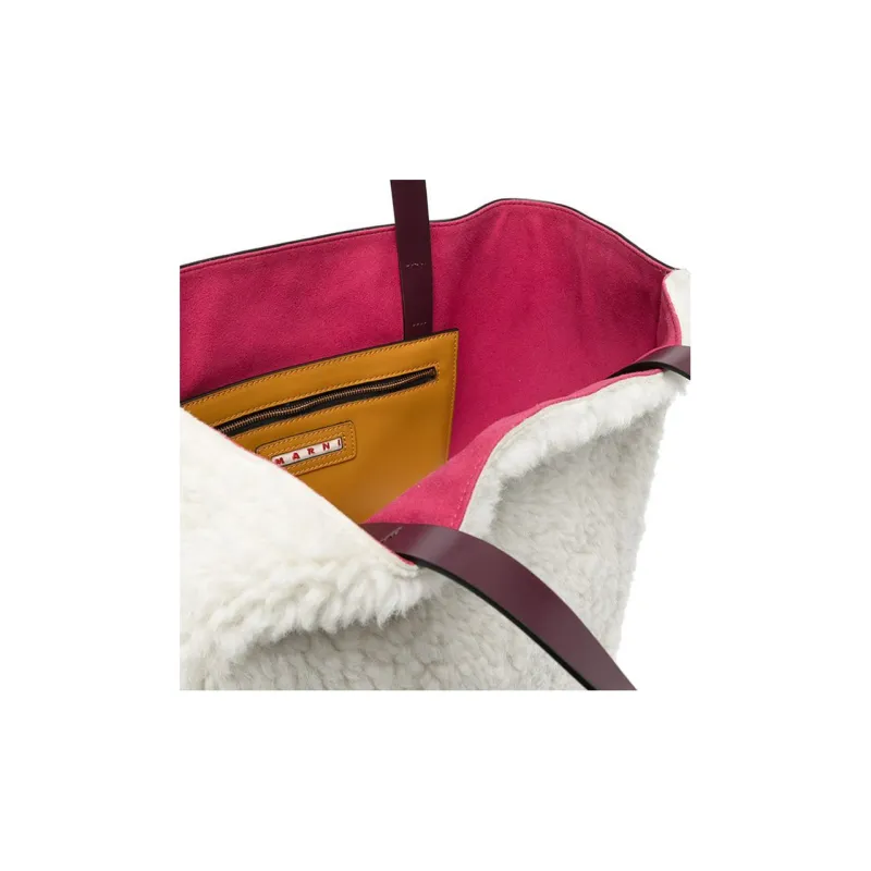 MARNI Shearling With Calfskin One Shoulder Handbags Regular Women's Brown-3