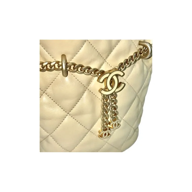 CHANEL Diamond Pattern Lambskin One Shoulder Wallet, Bucket Bag, Crossbody Bag Women's Chick Yellow-1