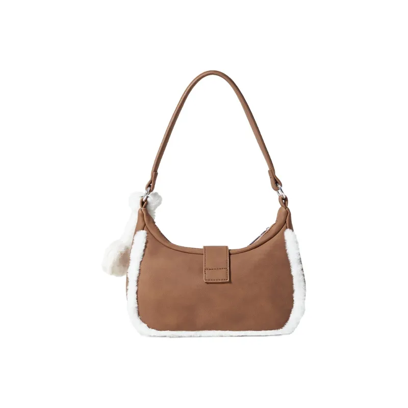 Miffy PU Faux Rabbit Fur Crossbody Shoulder Bags Women's Brown/Ecru/Pink-2