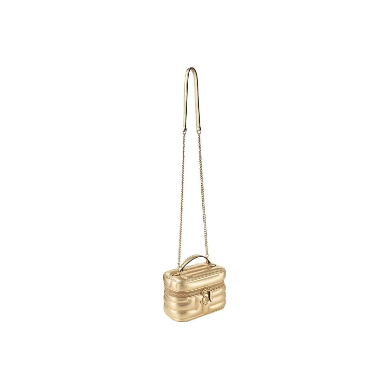 Jimmy Choo Lambskin Portable One Shoulder Crossbody Makeup Bag Women's Gold-3