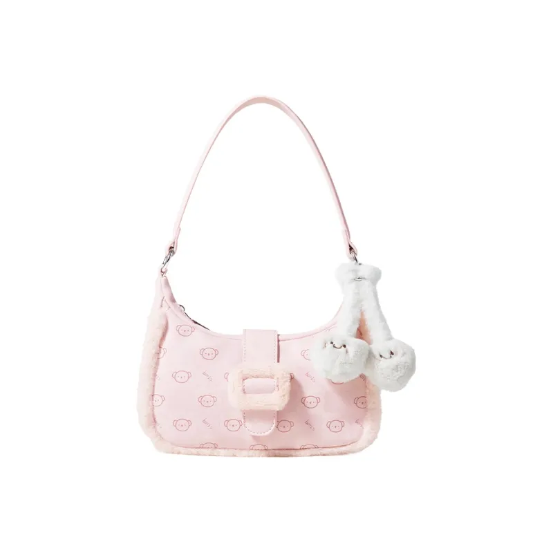Miffy PU Faux Rabbit Fur Crossbody Shoulder Bags Women's Brown/Ecru/Pink-6