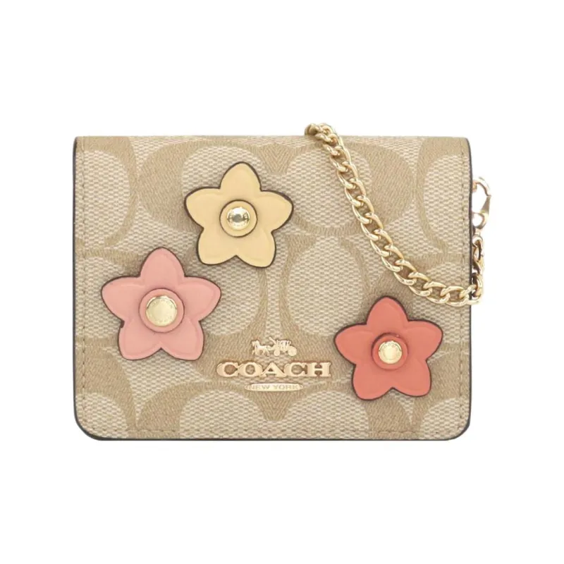 COACH Cow Leather Chain Bag, Crossbody Wallet Mini Women's Khaki-1