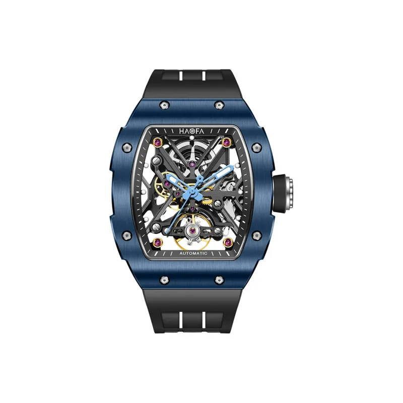 HaofaTourbillon Mechanical Movement Rubber Strap Watch Men's Watches Cut-Out Dial-14